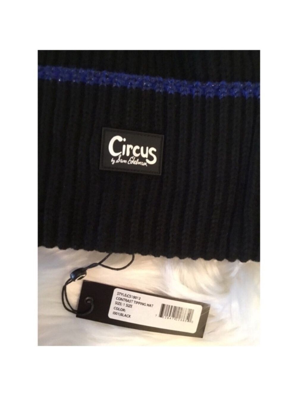 Circus by Sam Edelman Unisex contrast tipping beanie black w/blue metallic trim - Picture 3 of 10